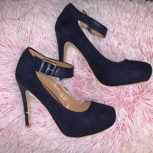 Navy blue heels with strap